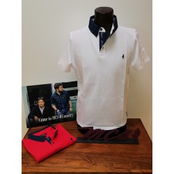 Polo uni blanc col revers bandana MCS