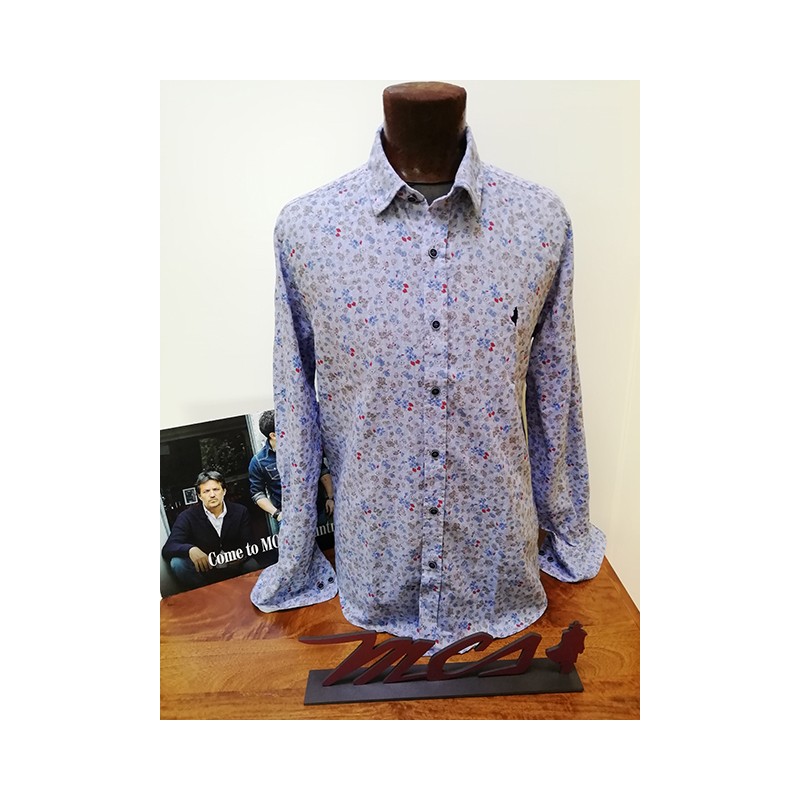 Chemise manches longues imprimée coton/lin MCS Chemise manches longues imprimée coton/lin MCS