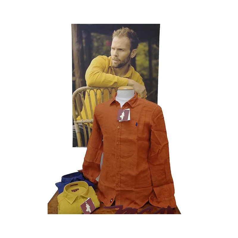 Chemise manches longues unie Ecureuil lin MCS Chemise manches longues unie Ecureuil lin MCS