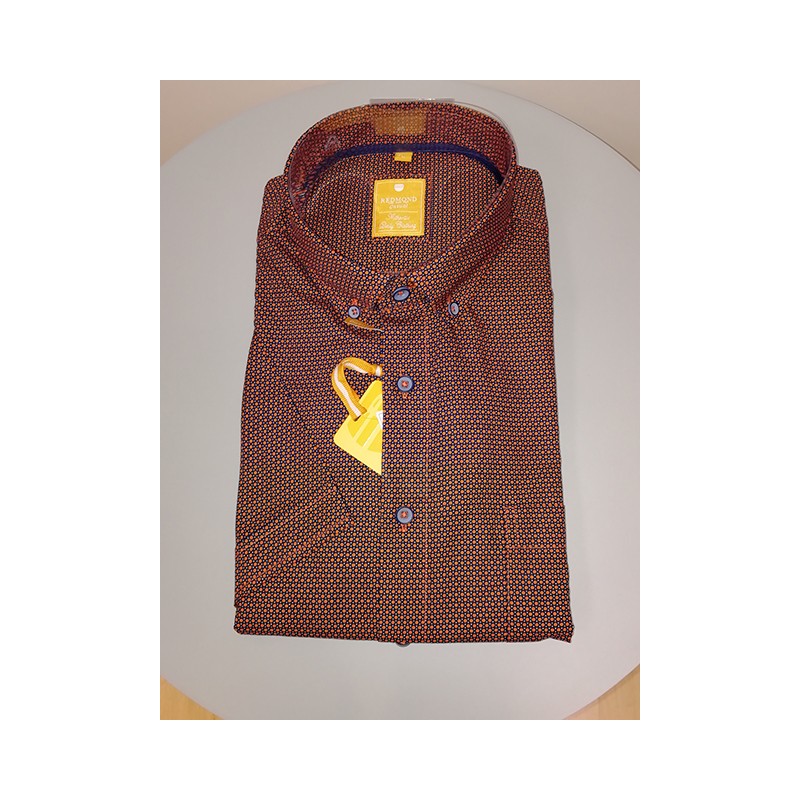 Chemise Manches Courtes Micro Ronds Brique REDMOND Chemise Manches Courtes Micro Ronds Brique REDMOND