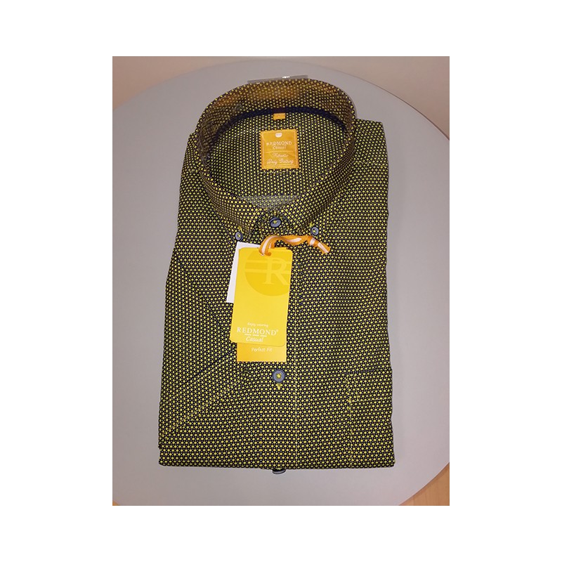 Chemise Manches Courtes Micro Ronds Jaune REDMOND Chemise Manches Courtes Micro Ronds Jaune REDMOND