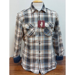 Chemise à grands carreaux beige MCS