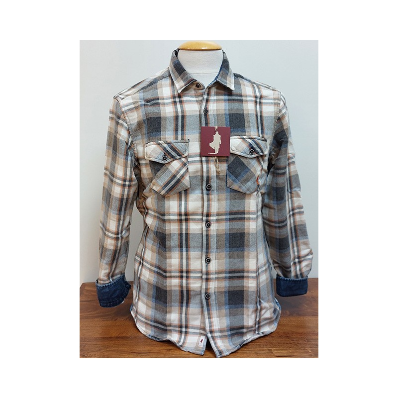 Chemise à grands carreaux beige MCS Chemise à grands carreaux beige MCS