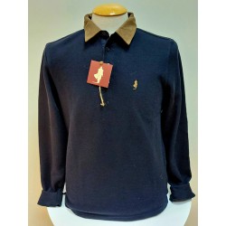 Polo chaud col velours marine MCS