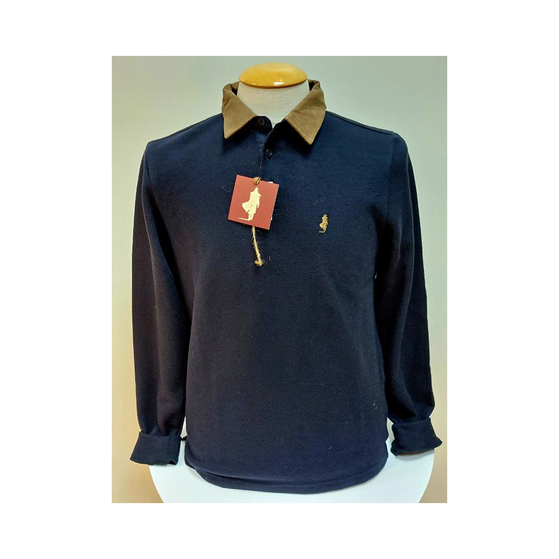 Polo chaud col velours marine MCS Polo chaud col velours marine MCS