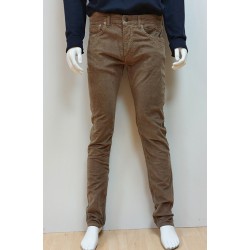 Pantalon 5 poches en velours cotelé beige MCS
