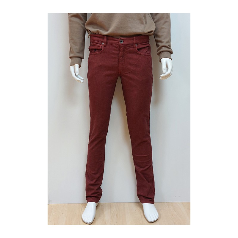 Pantalon 5 poches natté regular rouge brûlé MCS