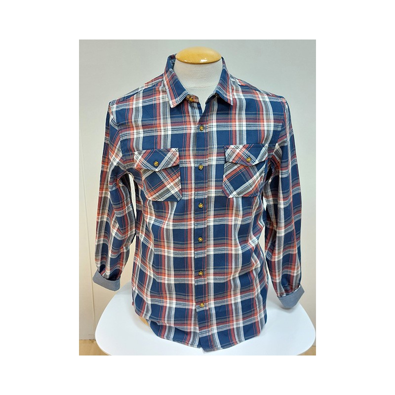 Chemise à carreaux Dorbet Bleu Orange Kaki LEE COOPER Chemise à carreaux Dorbet Bleu Orange Kaki LEE COOPER