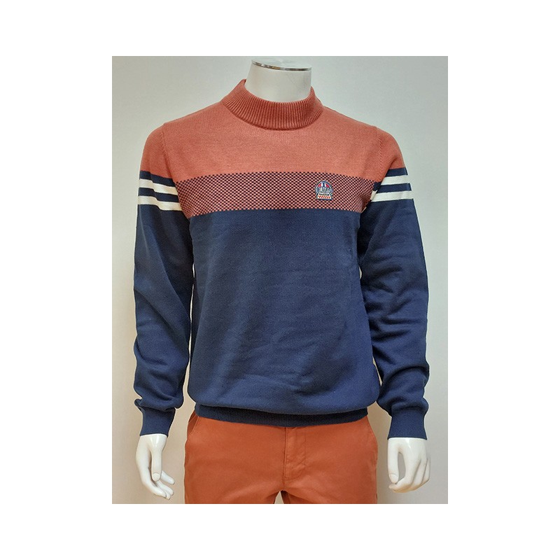 Pull Bicolore Brique et marine DELAHAYE Pull Bicolore Brique et marine DELAHAYE