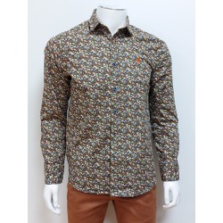 Chemise imprimé floral caramel MCS