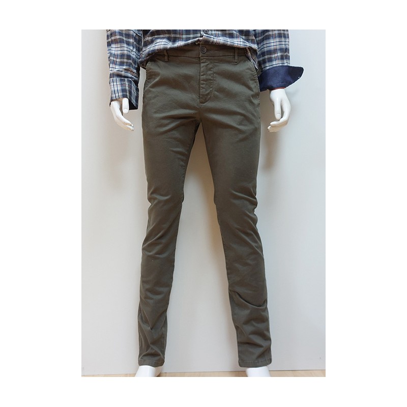 Pantalon chino gabardine unie kaki MCS Pantalon chino gabardine unie kaki MCS