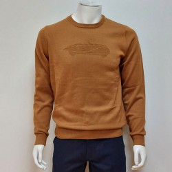Pull Coton Brodé Camel DELAHAYE