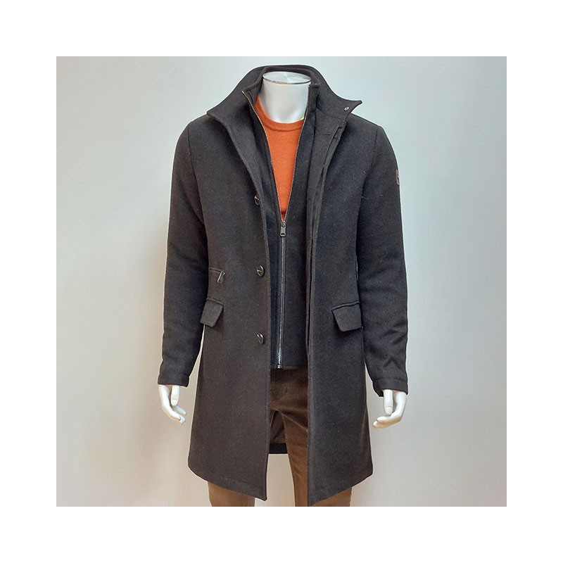 Manteau 3/4 lainage Marron Ebène MCS
