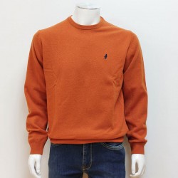 Pull col rond en laine brique MCS