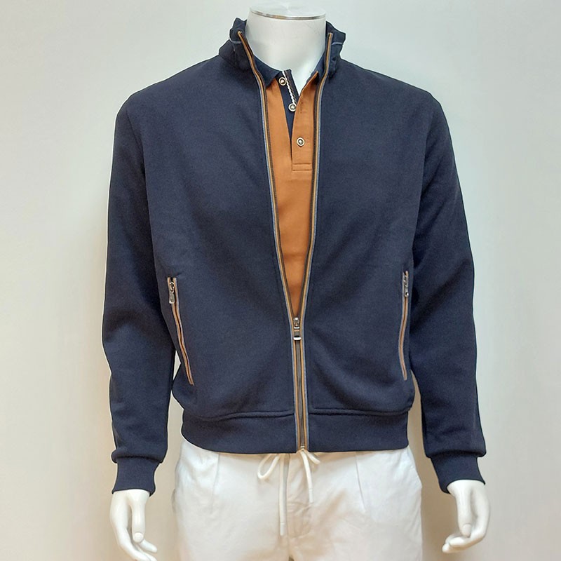 Gilet Sweat Maille Marine/Camel COFOX