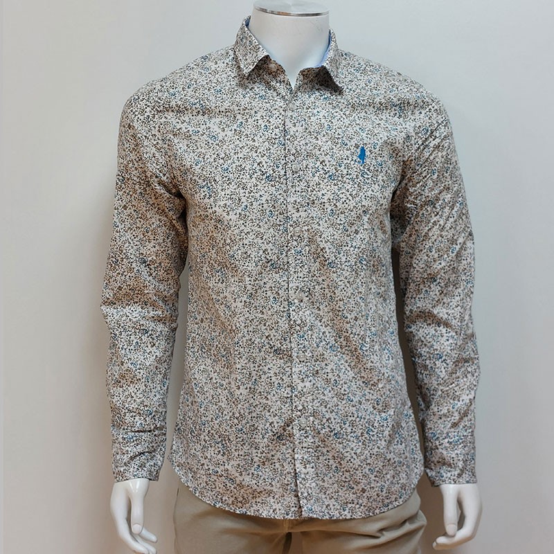 Chemise motif rayures fleurs MCS Chemise motif rayures fleurs MCS