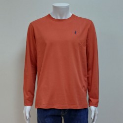 Tee Shirt manches longues uni col rond Rouge Brique MCS