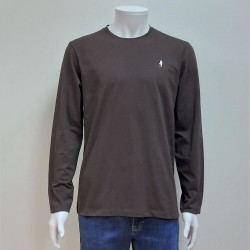 Tee Shirt manches longues uni col rond Chocolat MCS