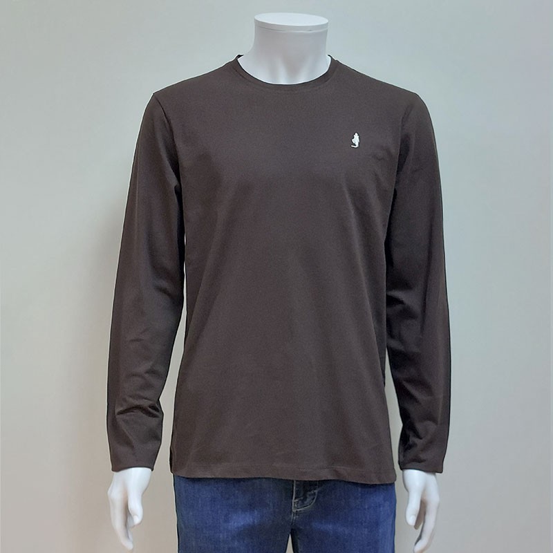 Tee Shirt manches longues uni col rond Chocolat MCS