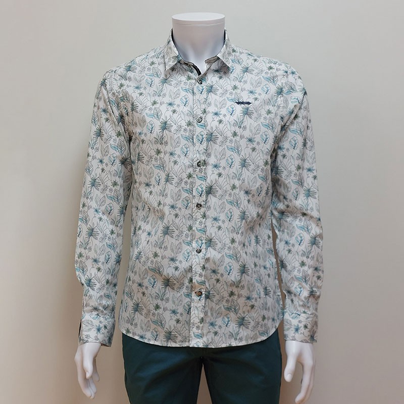 Chemise coton à motifs Corléonis Ecru DELAHAYE