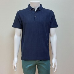 Polo effet jacquard bleu marine Loculus DELAHAYE