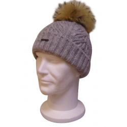 Bonnet Beanie Pompon Poil Gris STETSON