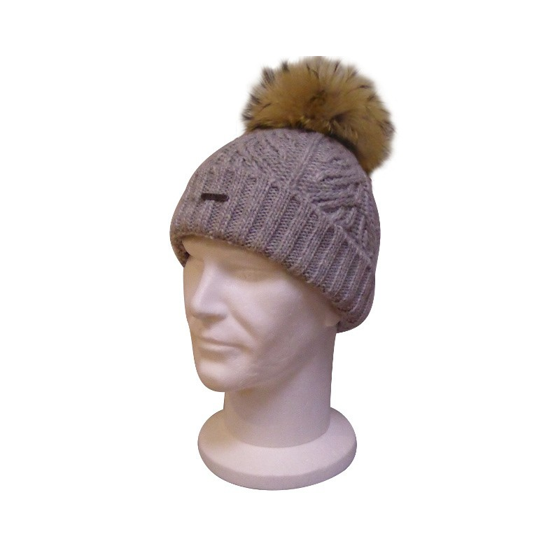 Bonnet Beanie Pompon Poil Gris STETSON