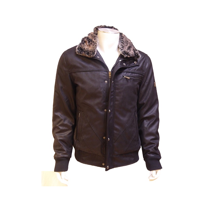 Blouson Aviateur Piqueté Noir PARTNER'S Blouson Aviateur Piqueté Noir PARTNER'S