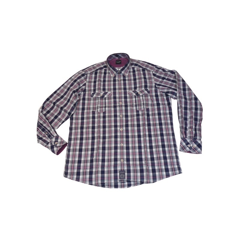 Chemise Carreaux Mauve/Marine OLYMP Chemise Carreaux Mauve/Marine OLYMP