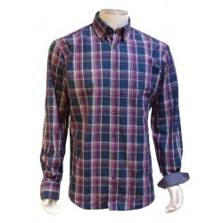 Chemise Carreaux Bleu/Prune BEN GREEN