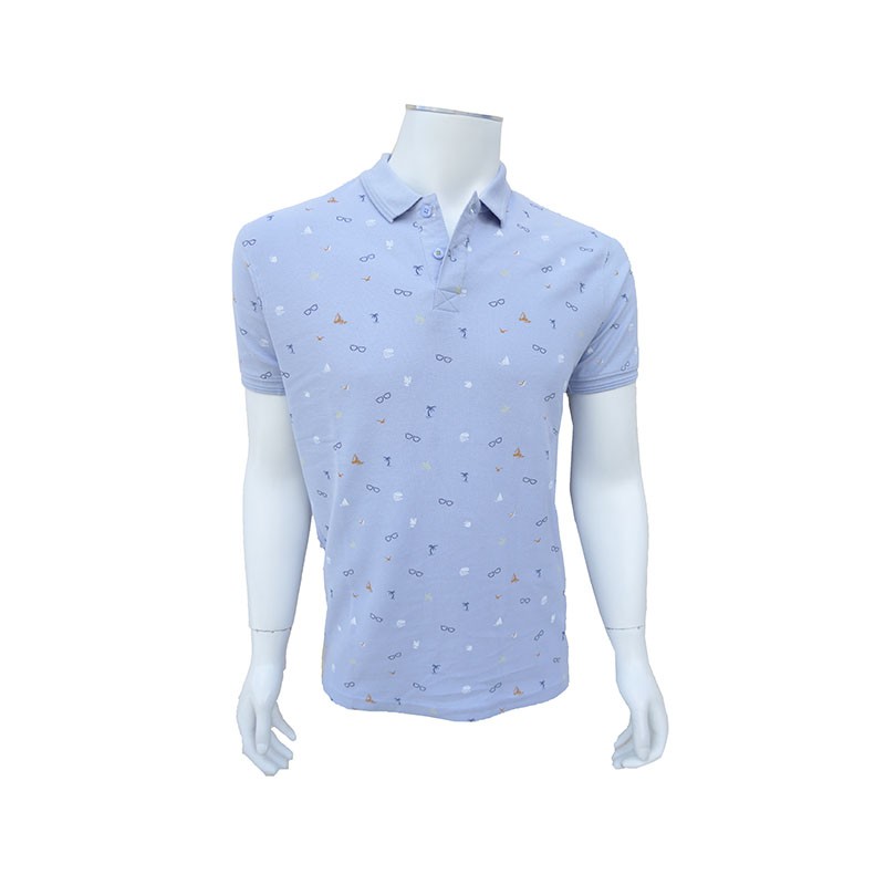 Polo Briki Motifs Lunettes Bleu Ciel LEE COOPER Polo Briki Motifs Lunettes Bleu Ciel LEE COOPER