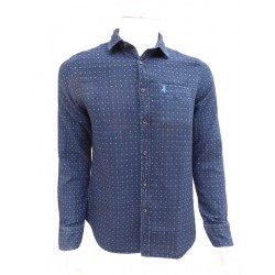 Chemise Denim Indigo Motif Doré MCS