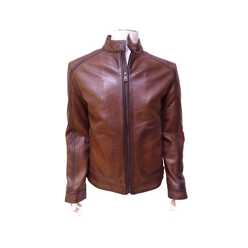 Blouson biker cuir vieilli MCS