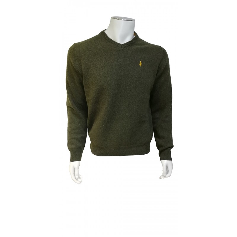 Pull Lamswool Col V kaki MCS Pull Lamswool Col V kaki MCS